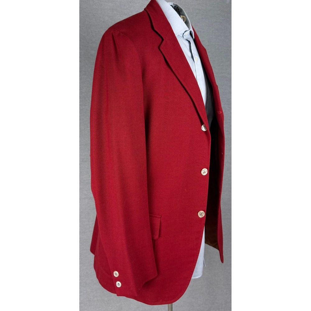 Vintage 60s Ivy League Bespoke Red Hopsack Blazer Sport Coat 42 Long ACWA Union